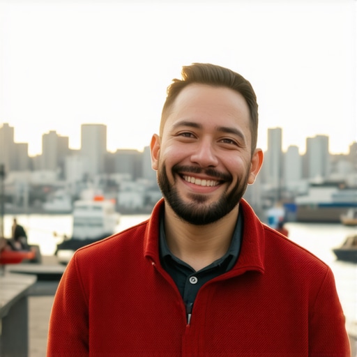 Seattle business owner working on Google My Business profile with city background