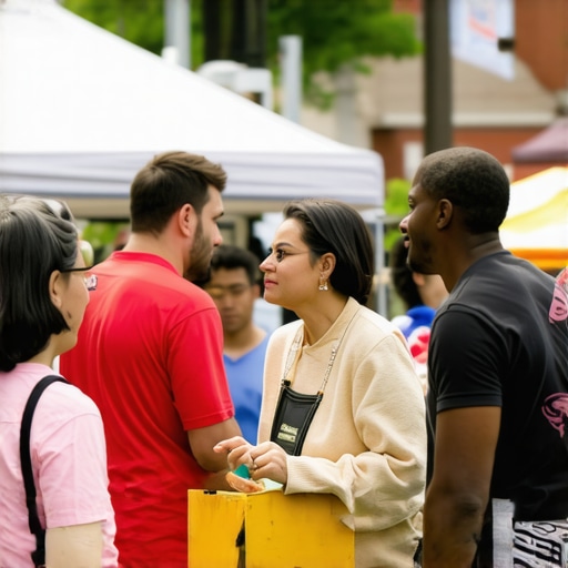 Local Washington community event with people and businesses participating