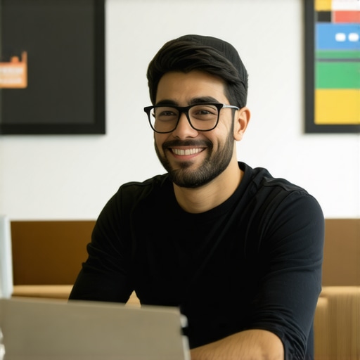 Business owner working on Google My Business profile with Seattle cityscape