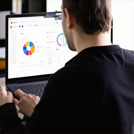 Digital marketer reviewing local SEO metrics on a laptop for Seattle business rankings.