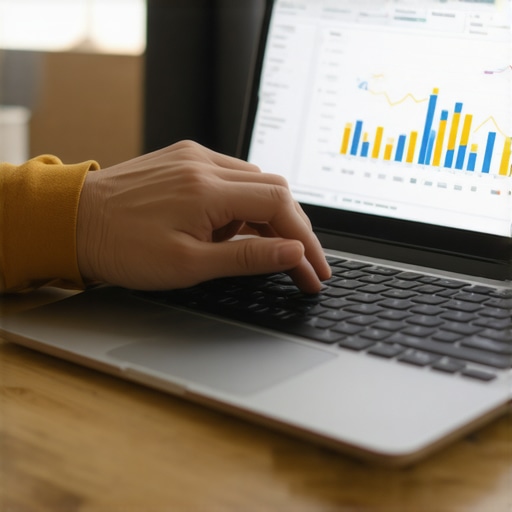 Analyzing Local SEO Performance Person reviewing SEO analytics on a laptop with charts and graphs.