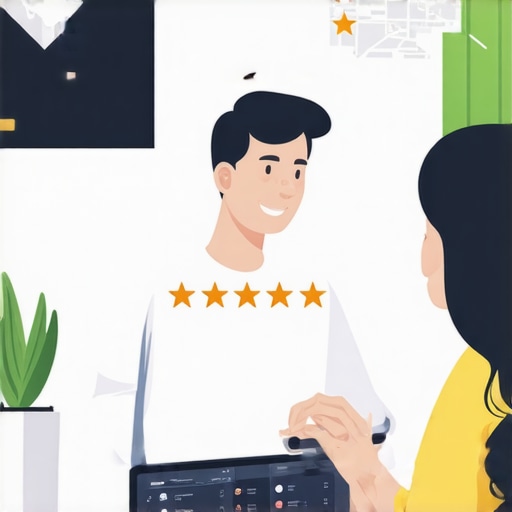 Seattle Business Owner Interacting with Customers Online Business owner responding to online reviews on a laptop in Seattle