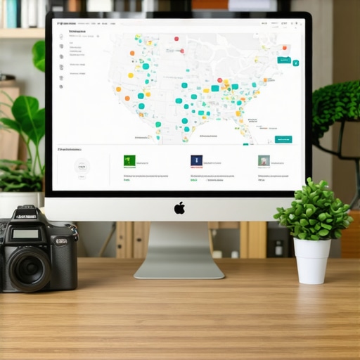 Person analyzing local SEO data on a computer in a Seattle-inspired office