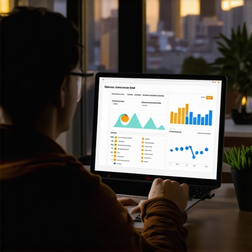 Person reviewing local SEO metrics on a computer with Seattle skyline in the background