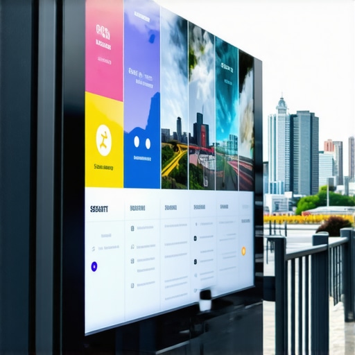 Digital signage in Seattle showcasing local business and SEO icons.