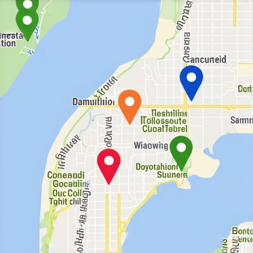 Seattle neighborhoods with SEO focus markers and tags.