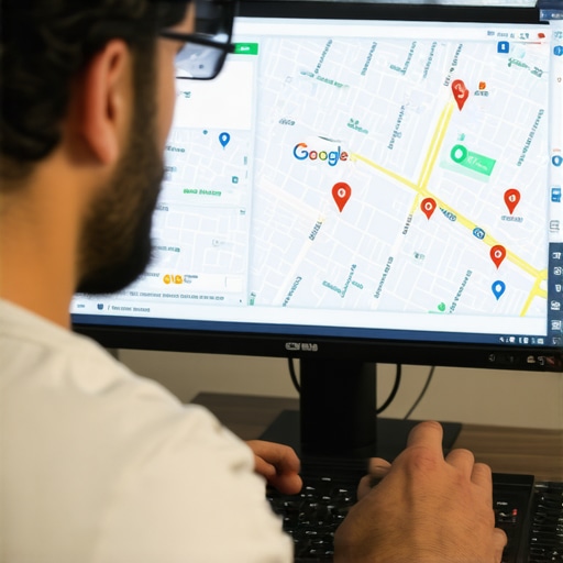 Local SEO Optimization in Seattle Business owner optimizing Google My Business profile for a Seattle neighborhood.